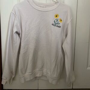 White wildflower embroidered crewneck small